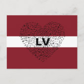 愛国的ラトビア国旗とミュージカルハート ポストカード (正面)