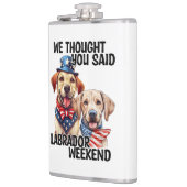 愛国的ラブラドールドッグ引用文ユーおもしろいモア フラスク (左)