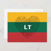 愛国的リトアニア国旗とミュージカルハート ポストカード (正面/裏面)