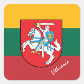 愛国的リトアニア国旗/スポーツ スクエアシール (正面)
