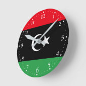 愛国的リビア国旗 ラウンド壁時計 (傾斜)