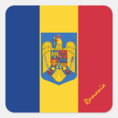 愛国的ルーマニア&ルーマニア国旗、休日/スポーツ スクエアシール (正面)