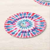 愛国的レトロヒッピー7月4日紙コースター ラウンドペーパーコースター (アングル)