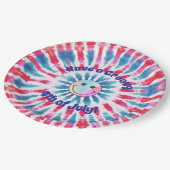 愛国的レトロヒッピー7月4日紙プレート ペーパープレート (アングル)