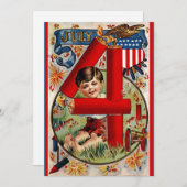 愛国的レトロヴィンテージ米国7月4日 シーズンカード (正面/裏面)