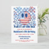 愛国的レトロ7月の誕生日パーティー4日 招待状 (スタンド正面)