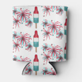 愛国的ロケットポスポップ・アートのシクル花火7月4日 缶クーラー (正面)