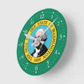 愛国的ワシントン州旗 ラウンド壁時計 (傾斜)