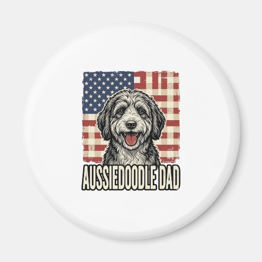 愛国的ヴィンテージなオーストラリアン・ドゥードルのパパの犬Tシャツデザイン マグネット (正面)