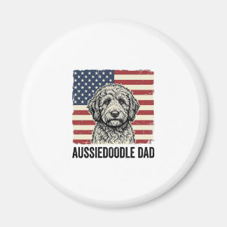 愛国的ヴィンテージなAussiedoodleパパのドッグTシャツデザイン マグネット