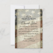 愛国的ヴィンテージアメリカ結婚国旗のフラット サンキューカード (裏面)