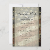 愛国的ヴィンテージアメリカ結婚国旗 セーブザデート (裏面)