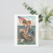 愛国的ヴィンテージビーチシーン ポストカード (スタンド正面)