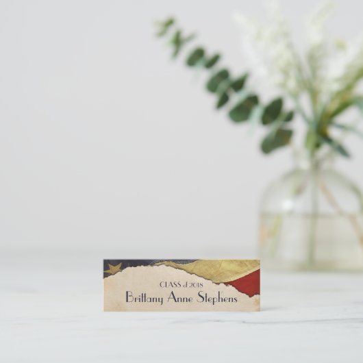 愛国的ヴィンテージフラグ卒業名の挿入 コーリングカード (スタンド正面)