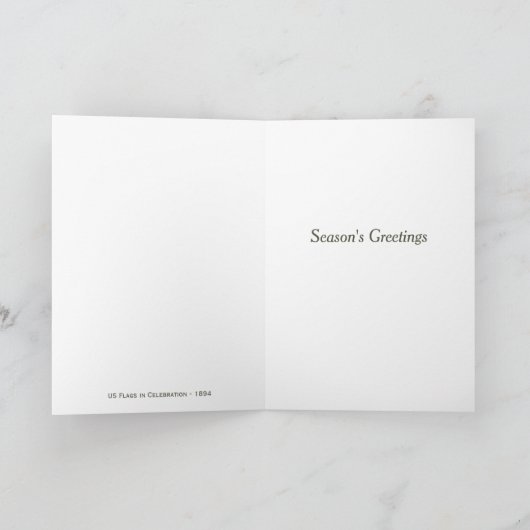 愛国的ヴィンテージ米国国旗1894年クリスマス シーズンカード (内部)