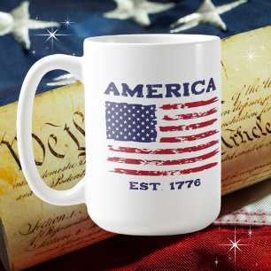 愛国的ヴィンテージ米国国旗 コーヒーマグカップ