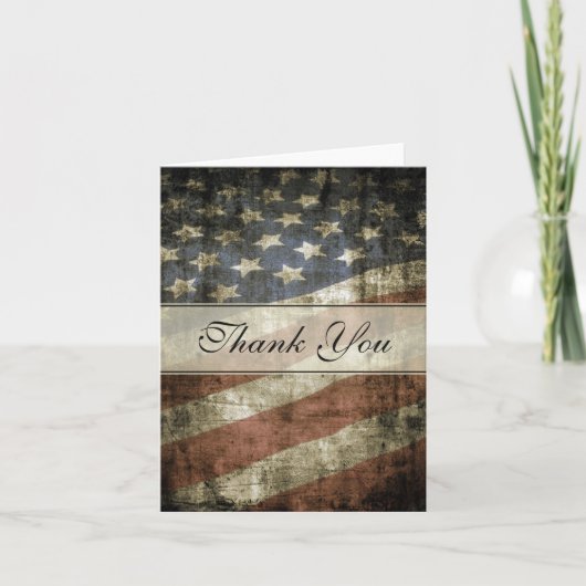 愛国的ヴィンテージ米国国旗 サンキューカード (正面)