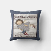 愛国的初期のなカントリーエンジェルファミリーネームCer クッション (裏面)