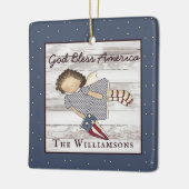 愛国的初期のな国の天使の姓 セラミックオーナメント (左)