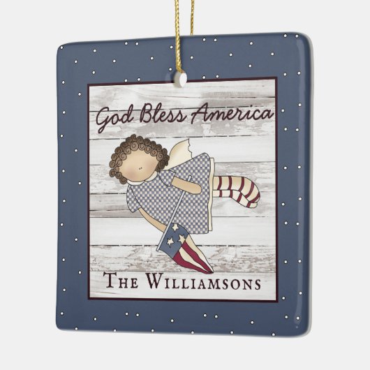 愛国的初期のな国の天使の姓 セラミックオーナメント (左)
