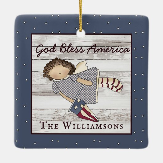 愛国的初期のな国の天使の姓 セラミックオーナメント (裏面)