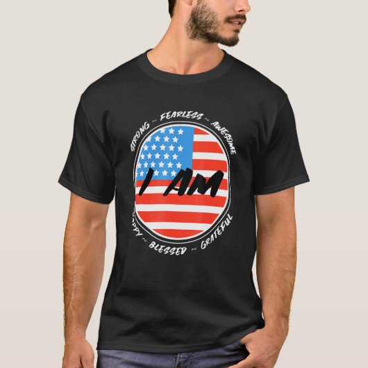 愛国的前向きことわざ感動的米国国旗 Tシャツ (正面)