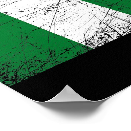 愛国的動揺してなナイジェリア国旗の男性女性の子供 ポスター (角)