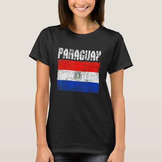 愛国的動揺してなパラグアイ国旗の男性女性キッズ Tシャツ (正面)