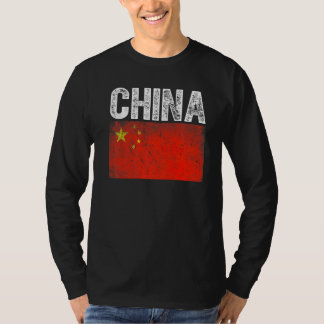 愛国的動揺して中国旗男性女性子供 Tシャツ