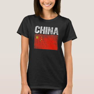 愛国的動揺して中国旗男性女性子供 Tシャツ