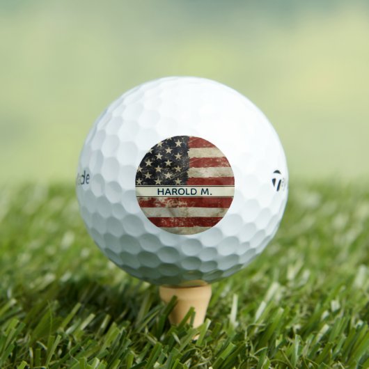愛国的名前をカスタムするアメリカ国旗 ゴルフボール (インサイチュ 木)