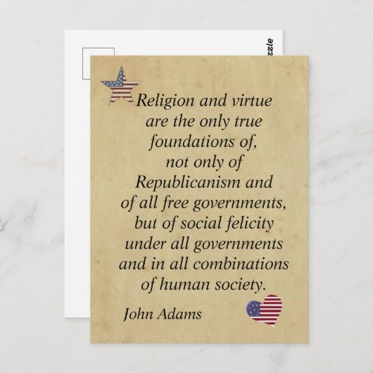 愛国的宗教引用文ジョンアダムズ ポストカード (正面/裏面)