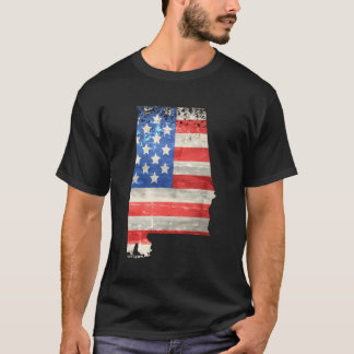 愛国的州・オブ・アラバマ米国国旗の男性へ女性 Tシャツ