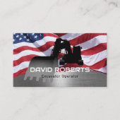 愛国的建築掘削機操作金属 名刺 (正面)
