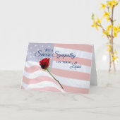 愛国的悔やみや弔慰国旗とバラ カード (黄色い花)