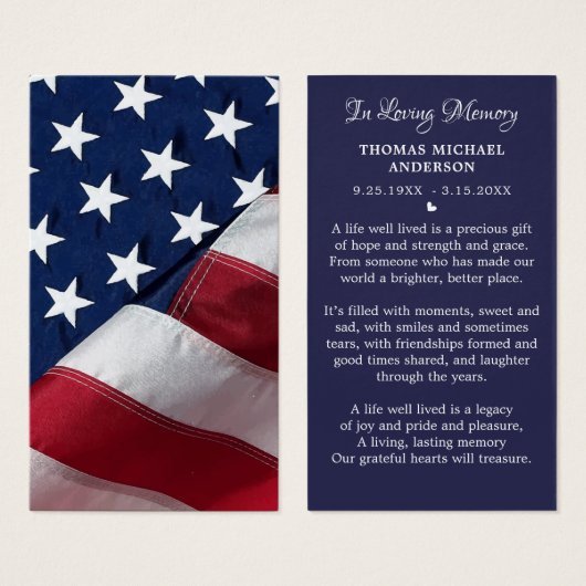 愛国的悔やみや弔慰葬儀記念祈りの言葉カード (正面&裏面)