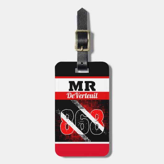 愛国的抽象芸術868ドットパターントリニバゴフラグ ラゲッジタグ (正面縦)