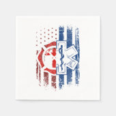 愛国的救急医療隊員消防士EMT USA国旗EMS スタンダードカクテルナプキン (正面)