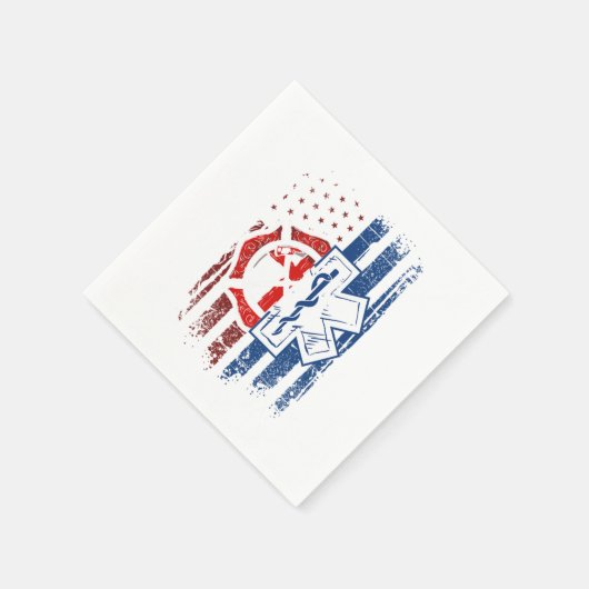 愛国的救急医療隊員消防士EMT USA国旗EMS スタンダードカクテルナプキン (角)