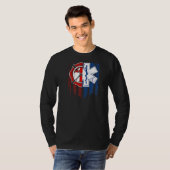 愛国的救急医療隊員消防士Emt Usa国旗Ems Tシャツ (正面フル)