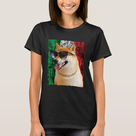 愛国的柴犬イタリアイタリアン国旗柴犬S Tシャツ (正面)