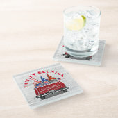 愛国的格言ヴィンテージレッドトラックファミリー懇親会 ガラスコースター (アングル)