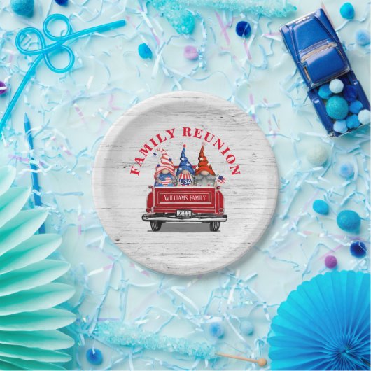 愛国的格言ヴィンテージレッドトラックファミリー懇親会 ペーパープレート (パーティー)