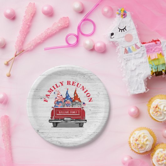 愛国的格言ヴィンテージレッドトラックファミリー懇親会 ペーパープレート (パーティー)