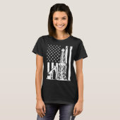 愛国的油野手油掘削アメリカ国旗の油 Tシャツ (正面フル)