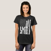 愛国的油野手油掘削アメリカ国旗の油 Tシャツ (正面フル)