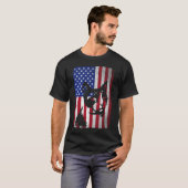 愛国的猫好き7月4日米国アメリカ国旗 Tシャツ (正面フル)