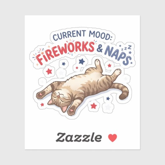 愛国的猫 花火と昼寝 Current Mood シール (シート)
