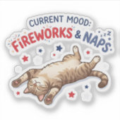 愛国的猫 花火と昼寝 Current Mood シール (正面)