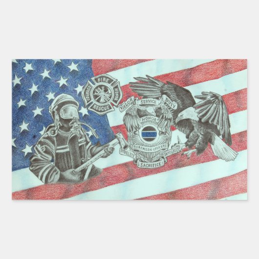 愛国的第一応答者 長方形シール (正面)